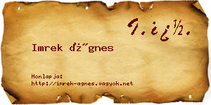 Imrek Ágnes névjegykártya